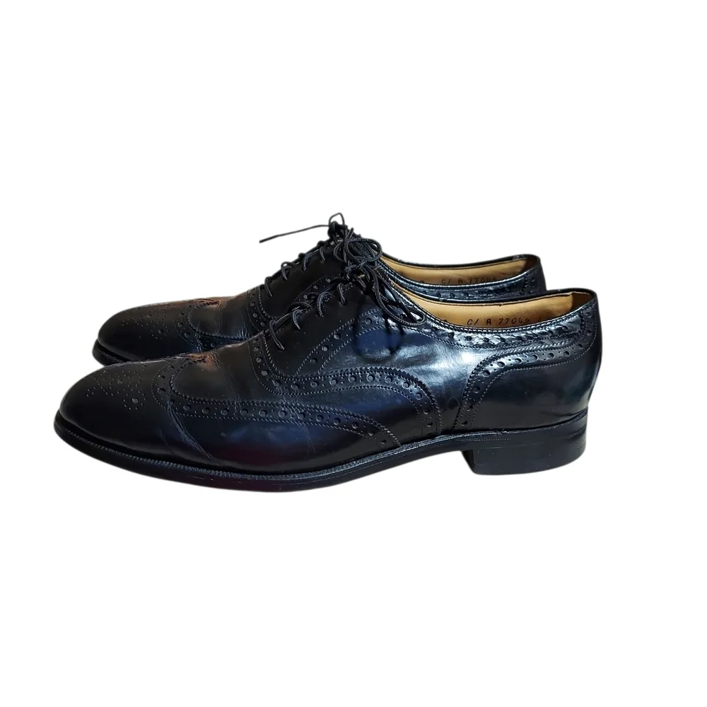 Johnston & Murphy Black Leather Aristocraft Vintage wingtip oxford dress shoes